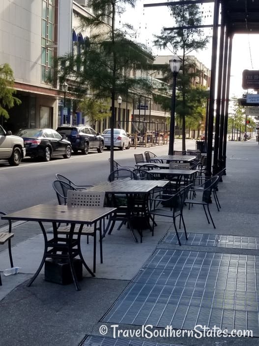 Dauphin Street outside restaurant tables