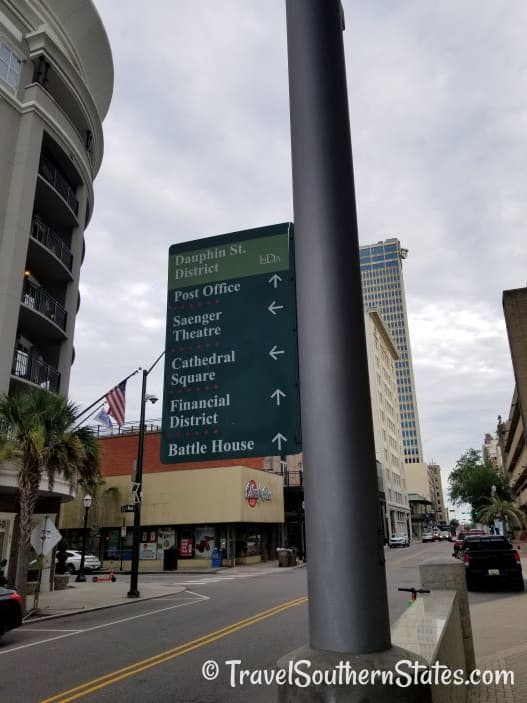 Directional sign on Royal St Downtown Mobile